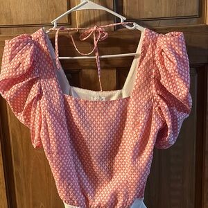 Pink Puff Sleeve Women's Bodysuit